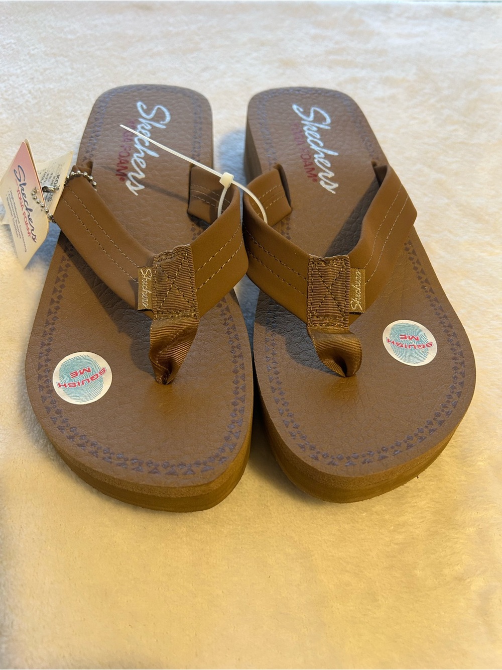Skechers Brown Foam Thong Sandals NWT Size 9